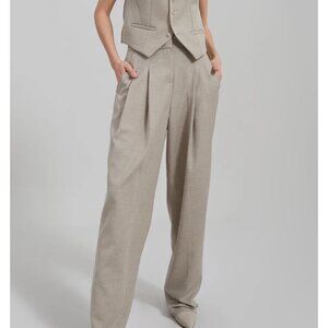 Frankie Shop High Rise Gelso Tailored Trousers - Light Taupe Melange